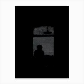 Silhouette Of A Man In The Dark Canvas Print