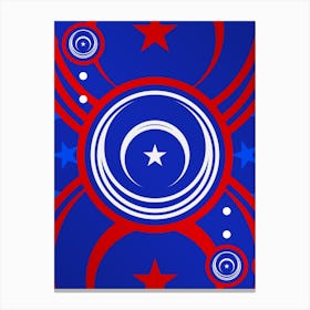 Geometric Abstract Glyph in White on Red and Blue Array n.0070 Canvas Print