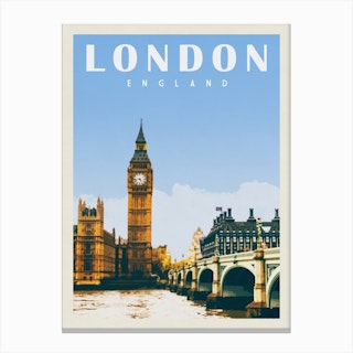 London England Travel Poster Canvas Print