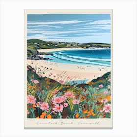 Poster Of Crantock Beach, Cornwall, Matisse And Rousseau Style 1 Canvas Print