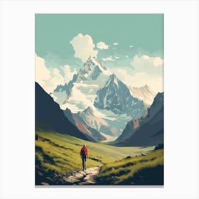 Tour De Mont Blanc France 3 Hiking Trail Landscape Canvas Print