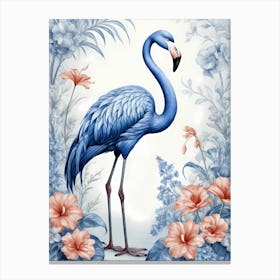 Floral Blue Flamingo Painting (3) Canvas Print