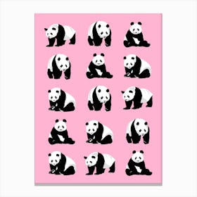 Panda Bears Pattern on Pink Canvas Print