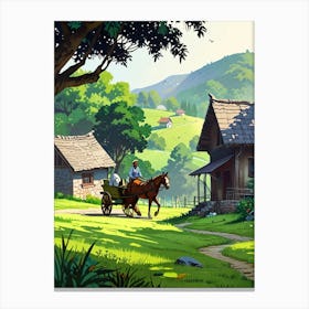 Horse Drawn Carriage In The Countryside Canvas Print