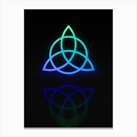 Neon Blue and Green Abstract Geometric Glyph on Black n.0358 Canvas Print