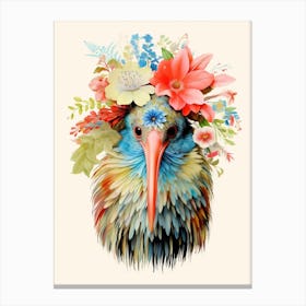 Bird With A Flower Crown Kiwi 4 Canvas Print