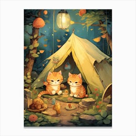 Kawaii Cat Drawings Camping 12 Canvas Print
