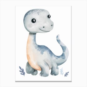 Sweet Brontosaurus Dinosaur Watercolour 1 Canvas Print