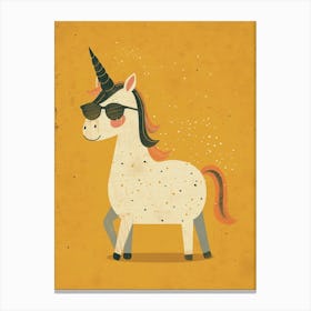 Unicorn With Sunglasses On Muted Pastel 1 Canvas Print