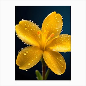 Yellow Flower With Water Droplets Canvas Print