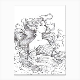 Line Art Inspired By The Birth Of Venus 8 Canvas Print