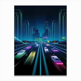 Futuristic Cityscape, Anime Art Lofi Canvas Print