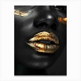 Black Woman With Gold Lips 2 Canvas Print