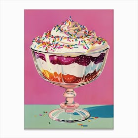 Retro Trifle With Rainbow Sprinkles Vintage Cookbook Inspired 1 Canvas Print