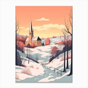 Retro Winter Illustration Cornwall United Kingdom Canvas Print