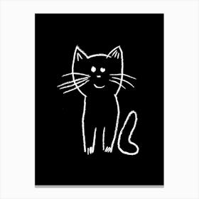 Monochrome Sketch Cat Line Drawing 5 Canvas Print