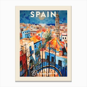 Barcelona Spain 2 Fauvist Painting  Travel Poster Canvas Print