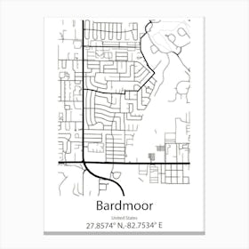 Bardmoor,United States Minimalist Map 1 Canvas Print