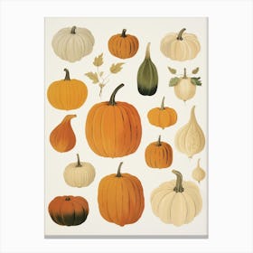 Vintage Style Pumpkin Drawing Canvas Print