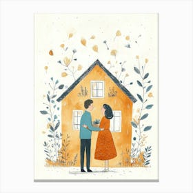 Couple And A House With People Inside Canvas Print