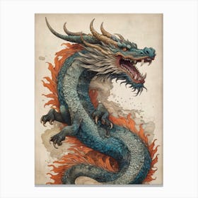 Japanese Dragon Vintage Painting (10) Canvas Print