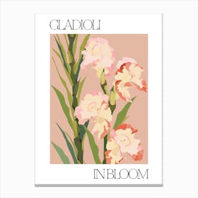 Gladioli In Bloom Flowers Bold Illustration 1 Canvas Print