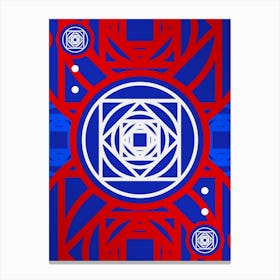 Geometric Glyph in White on Red and Blue Array n.0049 Canvas Print