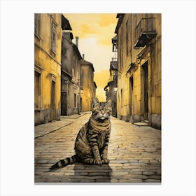 Cat On The Street Canvas Print