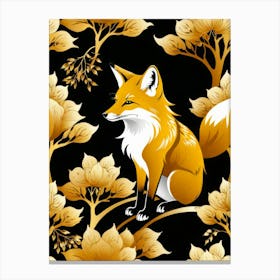Japanese Fox art painting Canvas Print