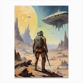 Aliens In Space vintage retro sci-fi art Canvas Print