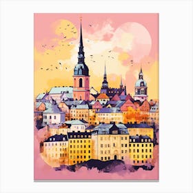 Stockholm In Risograph Style 2 Canvas Print