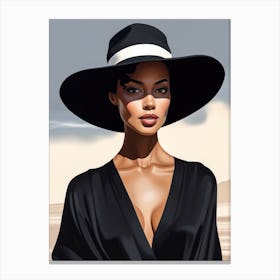 Illustration of an African American woman at the beach 76 Canvas Print
