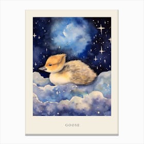 Baby Goose 2 Sleeping In The Clouds Nursery Poster Canvas Print