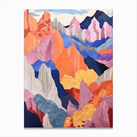 Mount Olympus Greece 1 Colourful Mountain Illustration Canvas Print