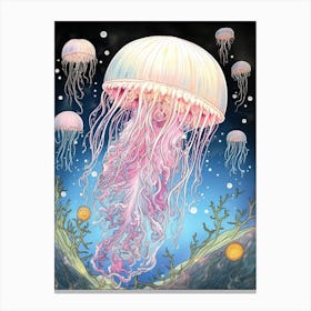 Moon Jellyfish Pencil Drawing 4 Canvas Print