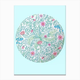 Wildflower doodle in pale blue Canvas Print