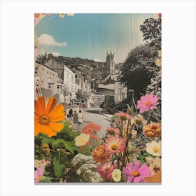 Devon   Floral Retro Collage Style 4 Canvas Print