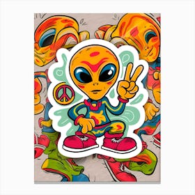 Alien Peace Sign 3 Canvas Print