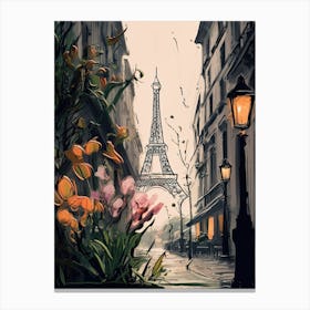 Paris, Flower Collage 3 Canvas Print