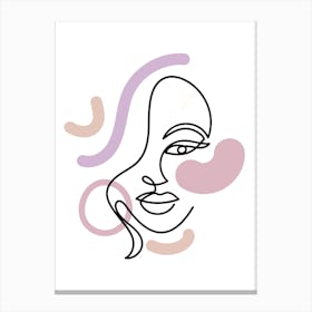 Abstract Line Colorful Face Of A Woman Canvas Print