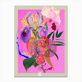 Bleeding Heart Neon Flower Collage Canvas Print