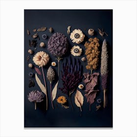 Dark Dried Flowers Collection Purple Canvas Print