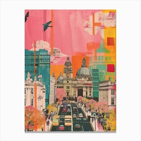 Dublin   Retro Collage Style 1 Canvas Print