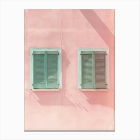 Pink Wall With Green Shutters 1 Canvas Print