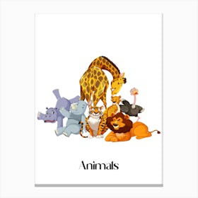 41.Beautiful jungle animals. Fun. Play. Souvenir photo. World Animal Day. Nursery rooms. Children: Decorate the place to make it look more beautiful. Canvas Print
