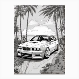 Bmw Tropical Line Drawing 1 Canvas Print