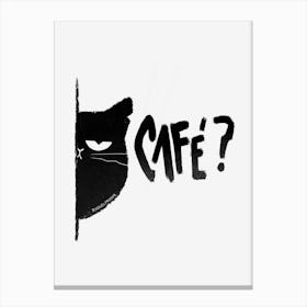 Coffe Black Cat Canvas Print