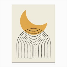 Moon Crescent Arch Arch Lines Gold - Minimal Abstract Mid-century Modern Canvas Print