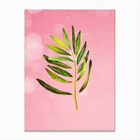 Leaf On A Pink Background Canvas Print