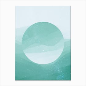 Minimal art abstract watercolor painting of calm green hills Canvas Print